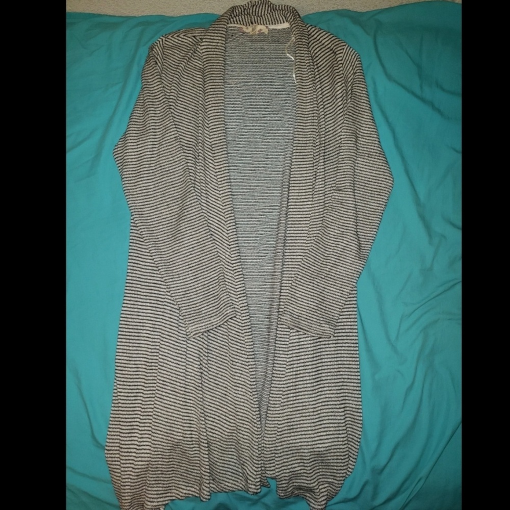 Black and white striped cardigan